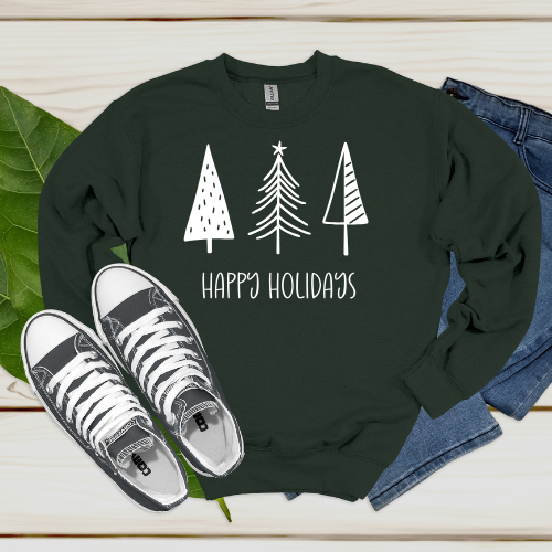 AL-Happy Holidays Forest Green Sweatshirt