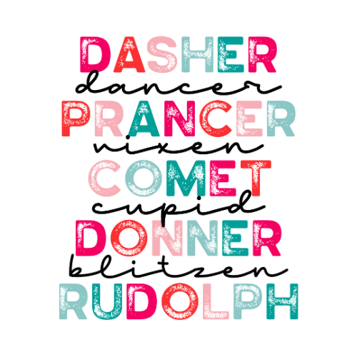 A2X-Reindeer Names Blue Tshirt
