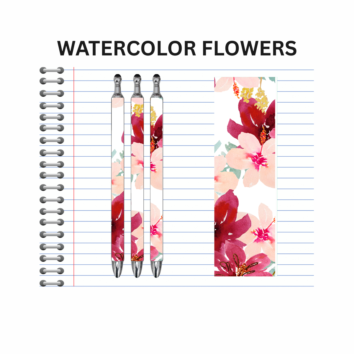 Watercolor Flowers Ink Pen