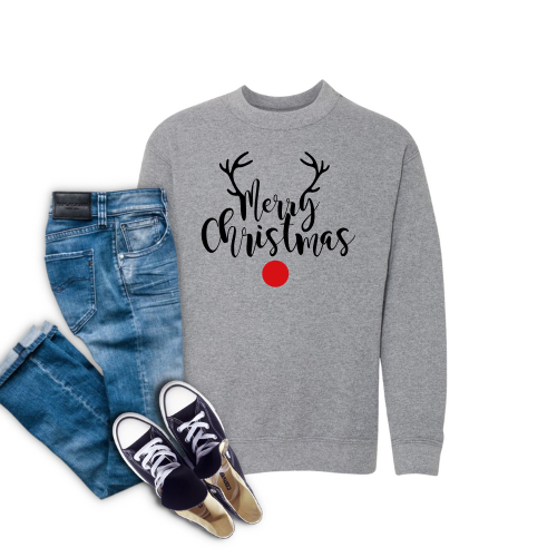 YM-Merry Christmas Rudolph Grey Sweatshirt