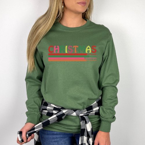 AXL-Christmas, Santa, Hallmark Green Long Sleeve Tshirt