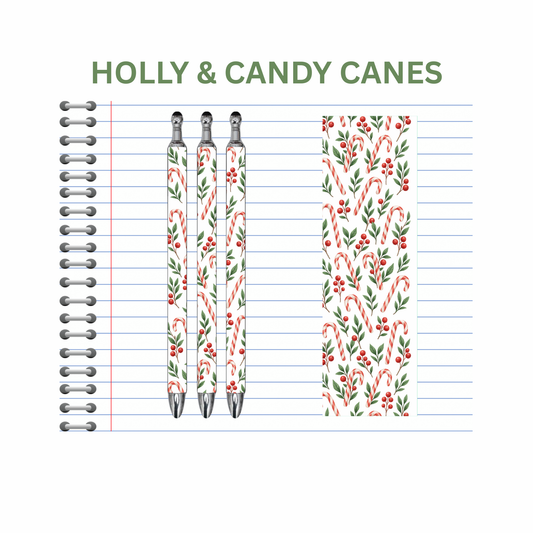 Holly & Candy Canes Ink Pen