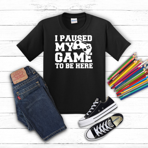 YL-I Paused My Game Black Tshirt