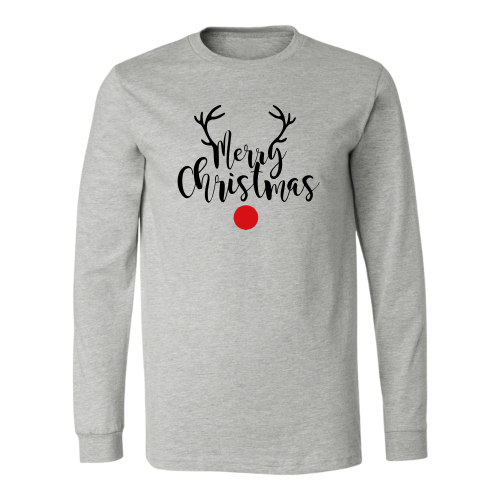 YS-Merry Christmas Antlers Reindeer Long Sleeve Tshirt