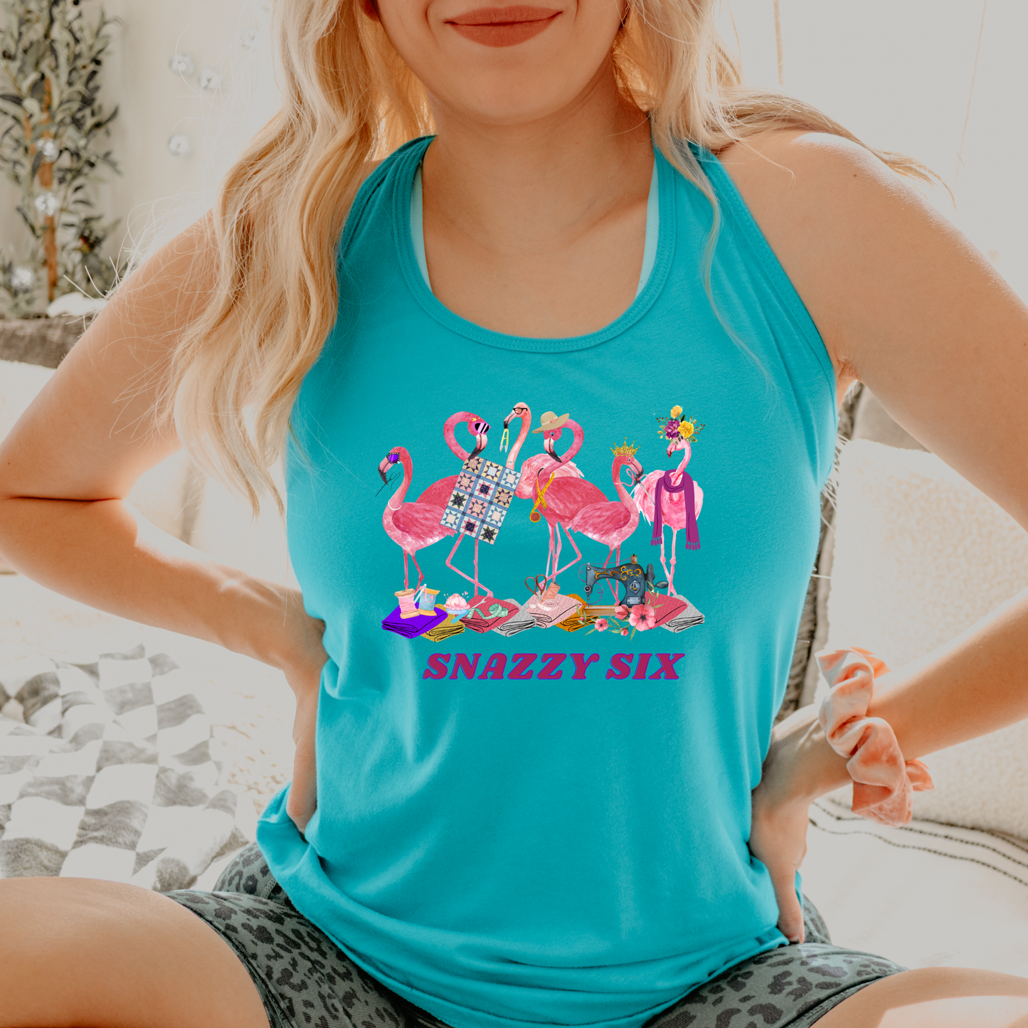 Snazzy Six Flamingos