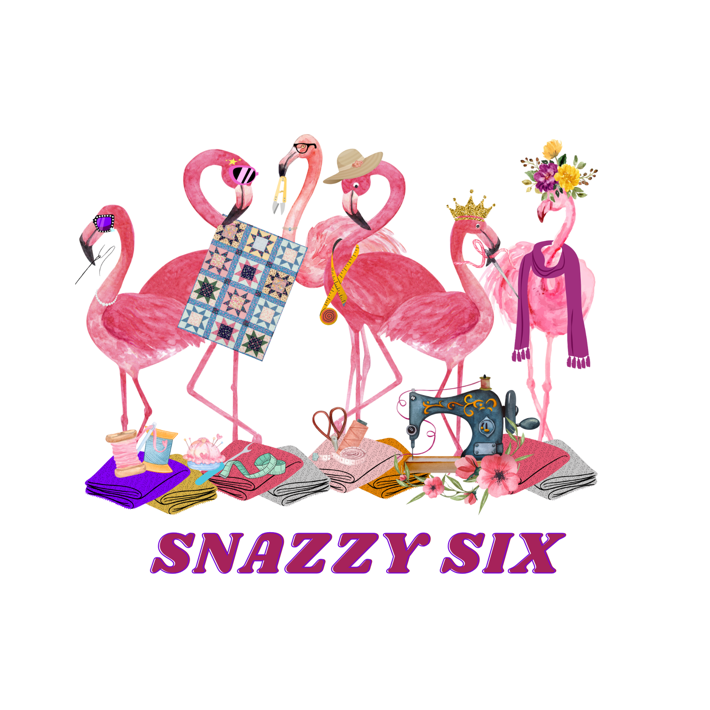 Snazzy Six Flamingos