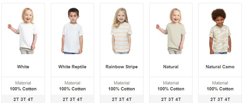 Toddler Tshirt Colors