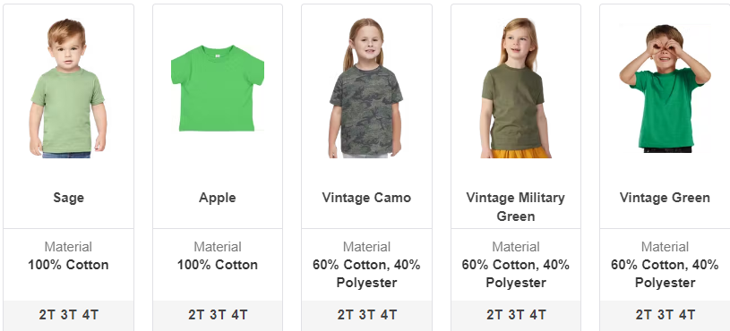 Toddler Tshirt Colors