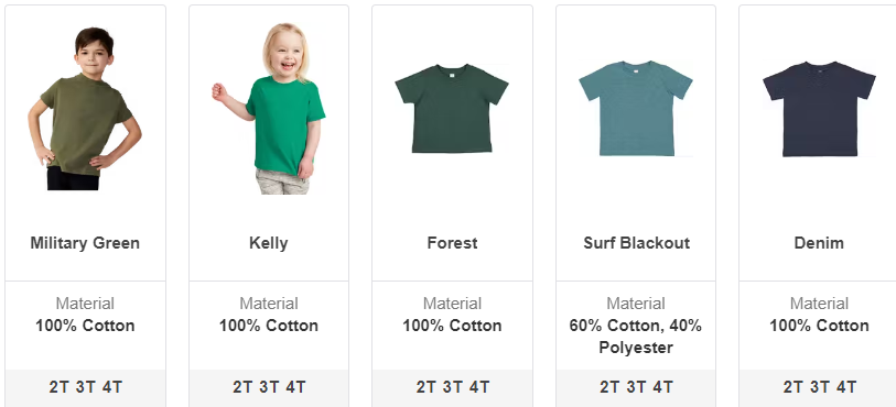 Toddler Tshirt Colors