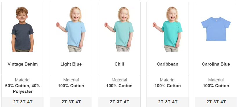 Toddler Tshirt Colors