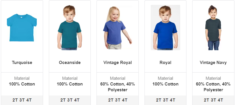 Toddler Tshirt Colors