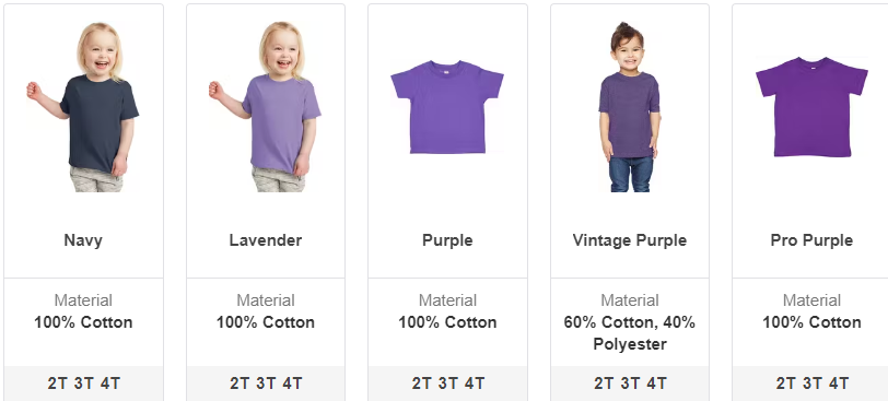 Toddler Tshirt Colors