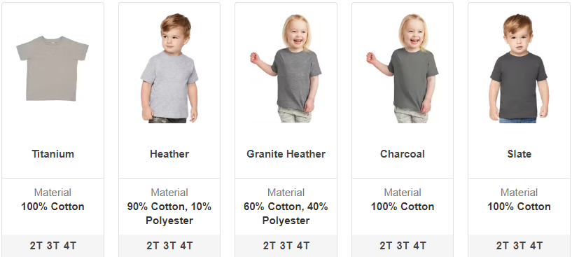 Toddler Tshirt Colors