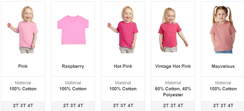 Toddler Tshirt Colors