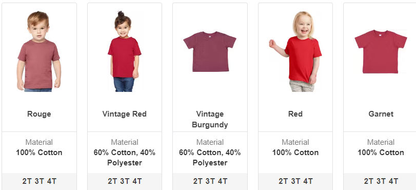 Toddler Tshirt Colors