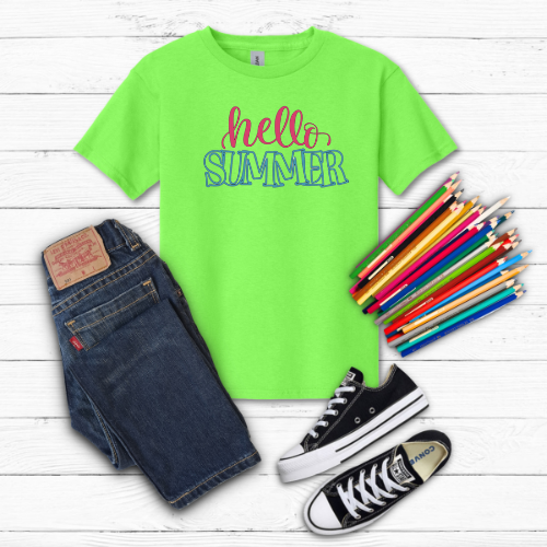 2T-Hello Summer Bright Green Tshirt